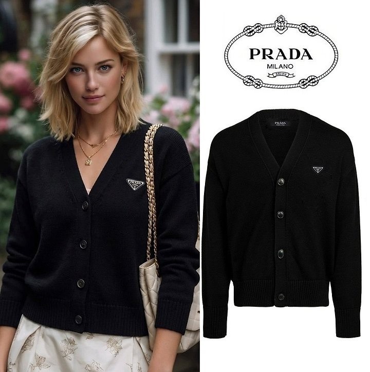 ⚪️  2025 S/S PRADA 트라이앵글 플레이트 커플가디건⚪️ view 6