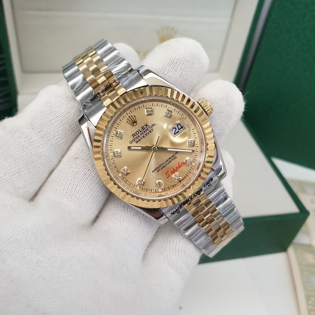 롤렉스 텐포인트 금판 콤비 메탈 시계 