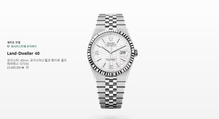 롤렉스 랜드 드웰러 40mm 허니콤 화이트