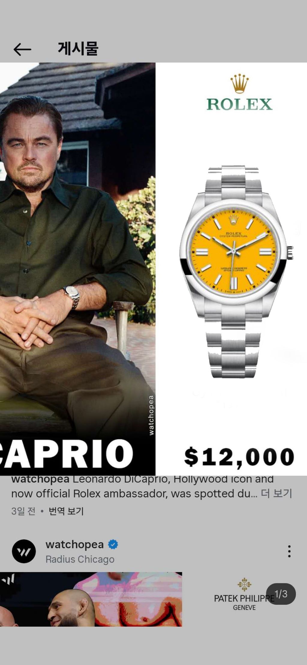 로렉스 오이스터페퍼츄얼 옐로우