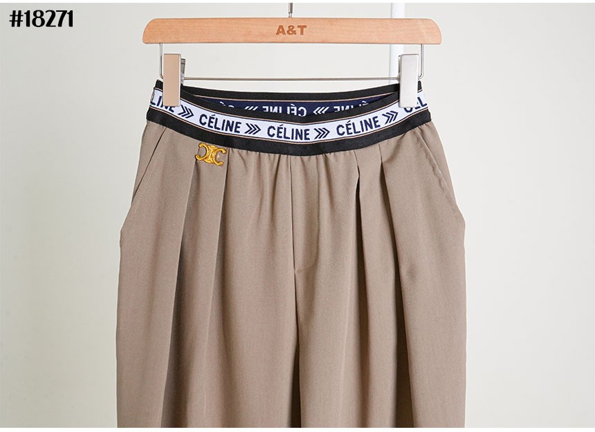 셀린느 트리옹프 핀턱 와이드 밴딩 팬츠 view 3