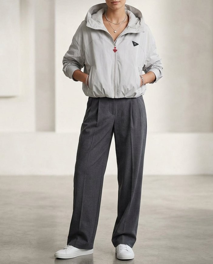 25SS. 레더 삼각 셔링 후드 윈드자켓