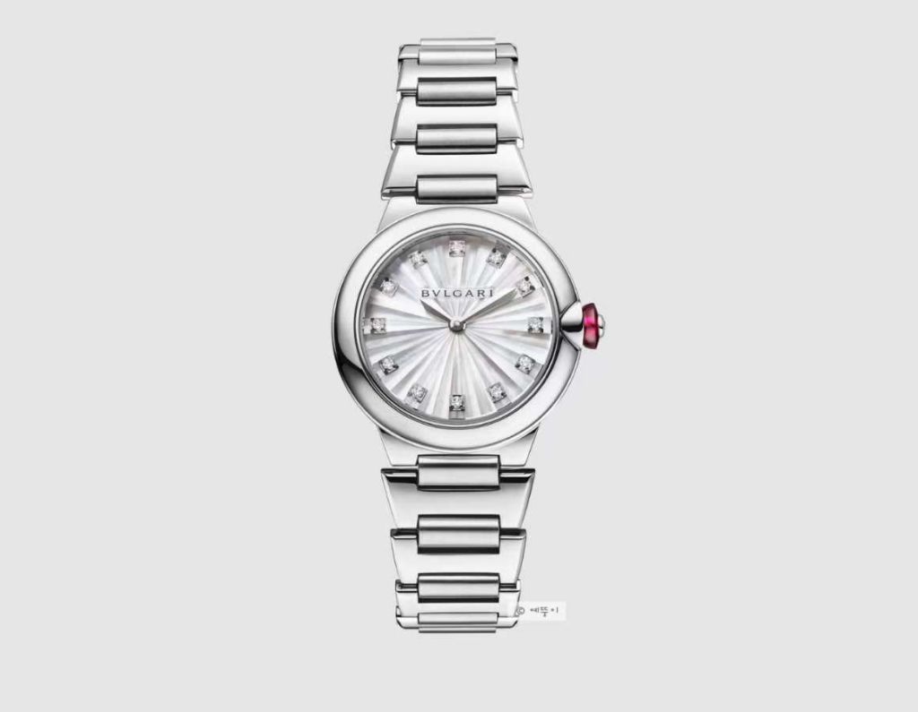 불가리 루체아 쿼츠 [안유진 시계]  28mm 워치 스테인리스 스틸 화이트 마더 오브 펄 다이아몬드 