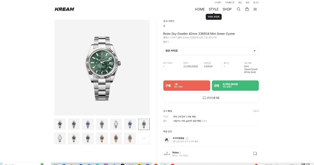 로렉스 스카이 드웰러 그린 다이얼