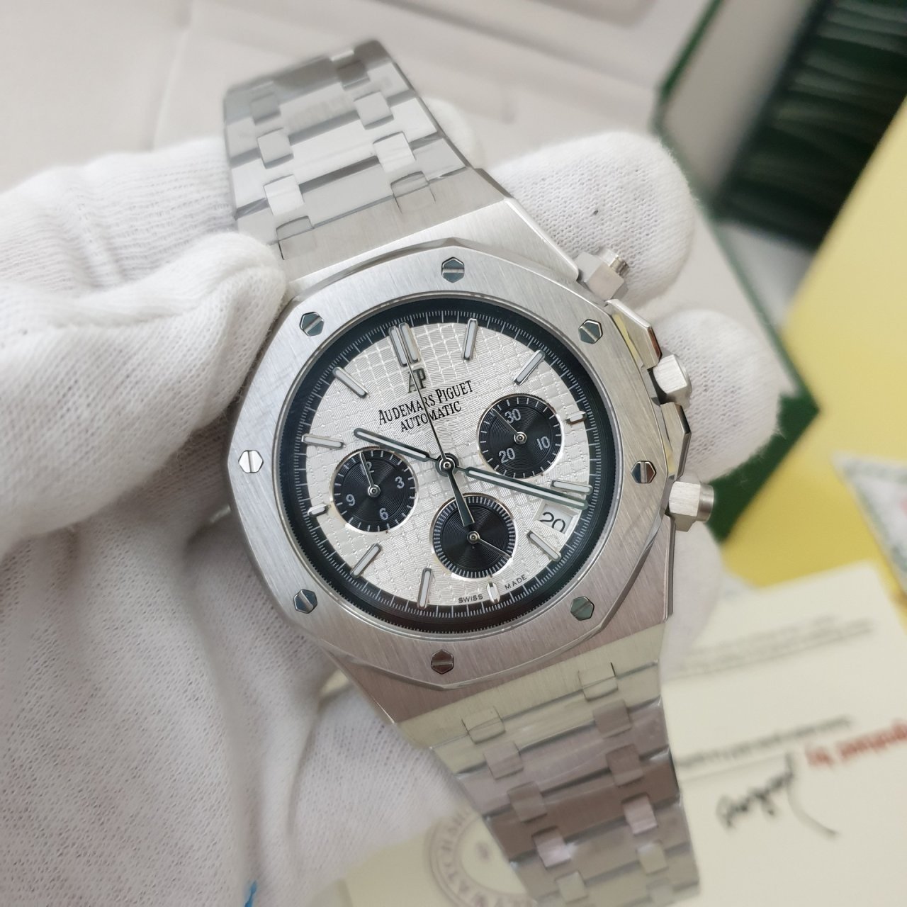 오데마피게 로얄오크 크로노 흰판 실버