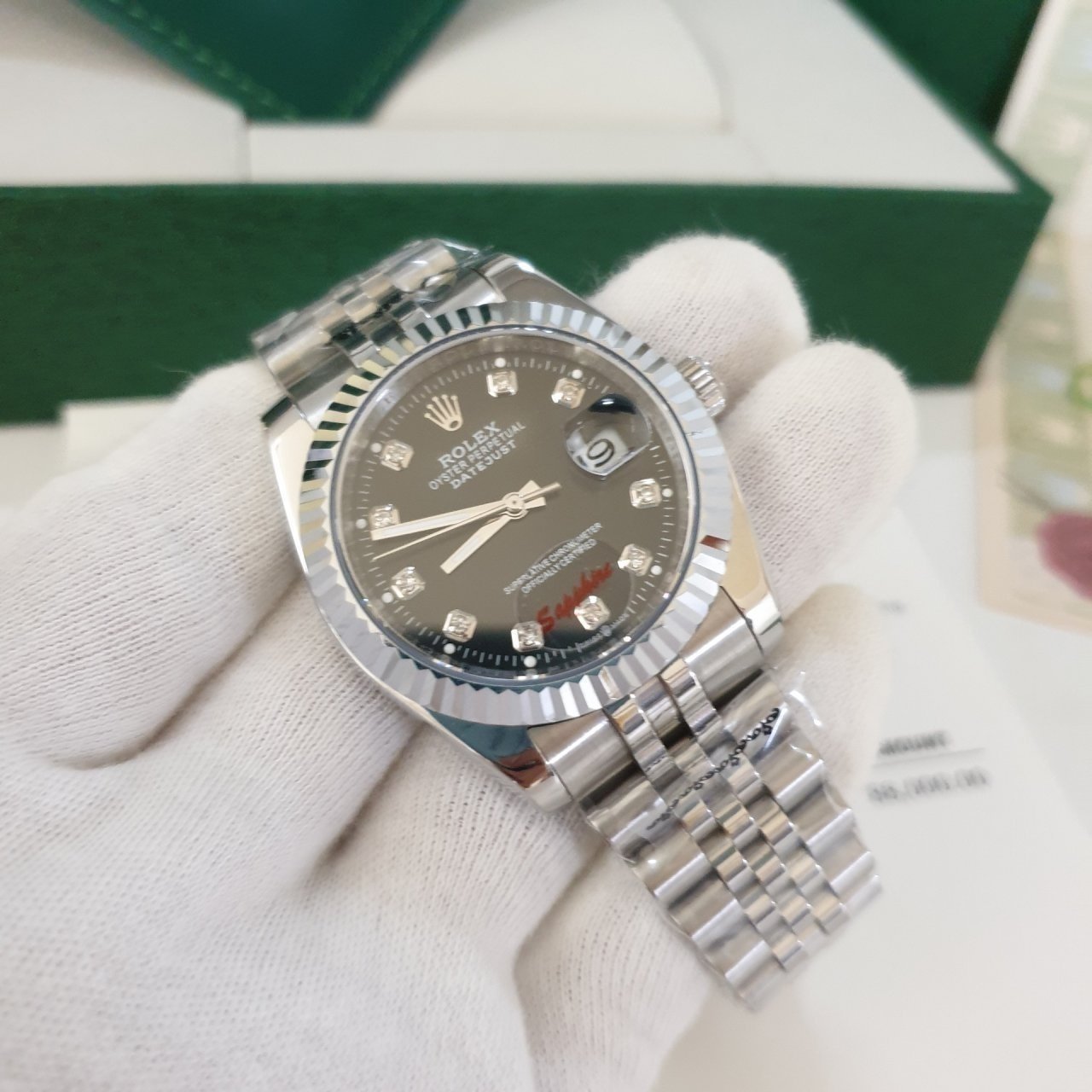 롤렉스 텐포인트 검판 실버 메탈 시계 -