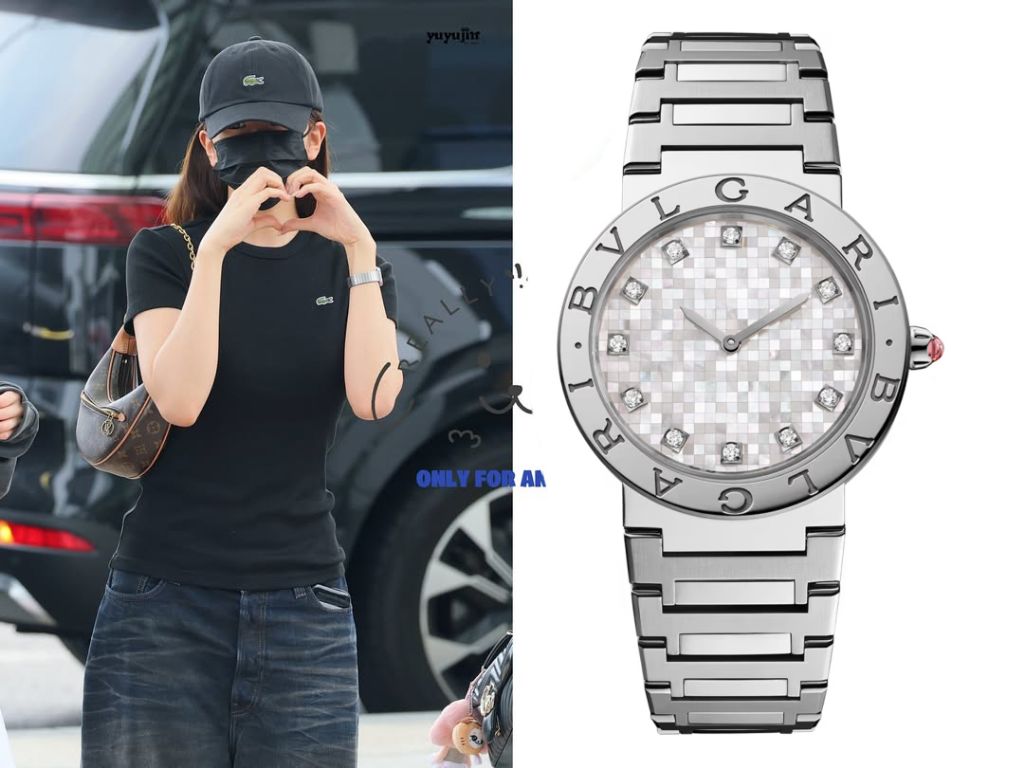 불가리 불가리 쿼츠 33mm 워치 스테인리스 스틸 화이트 마더 오브 펄 다이아