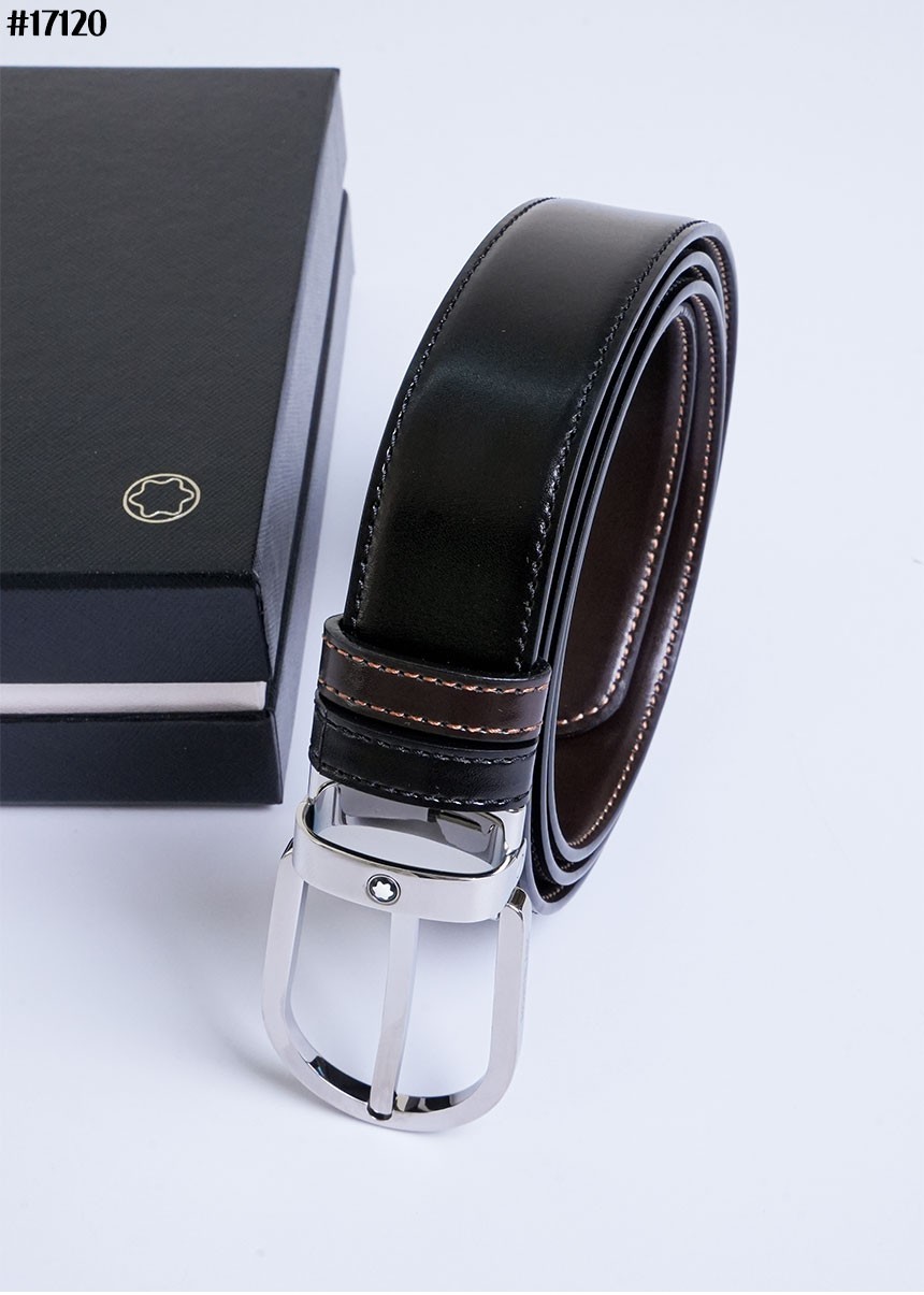 몽블랑 말발굽형 리버서블 양면 레더 벨트 (컷팅식