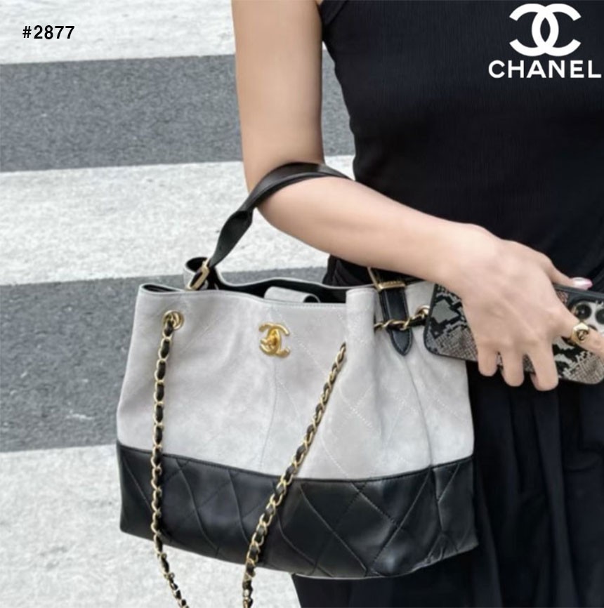 샤넬 25A 공방 스웨이드 투톤 쇼퍼 백