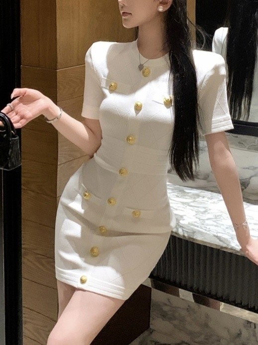 발망 수입고급 골드버튼 원피스