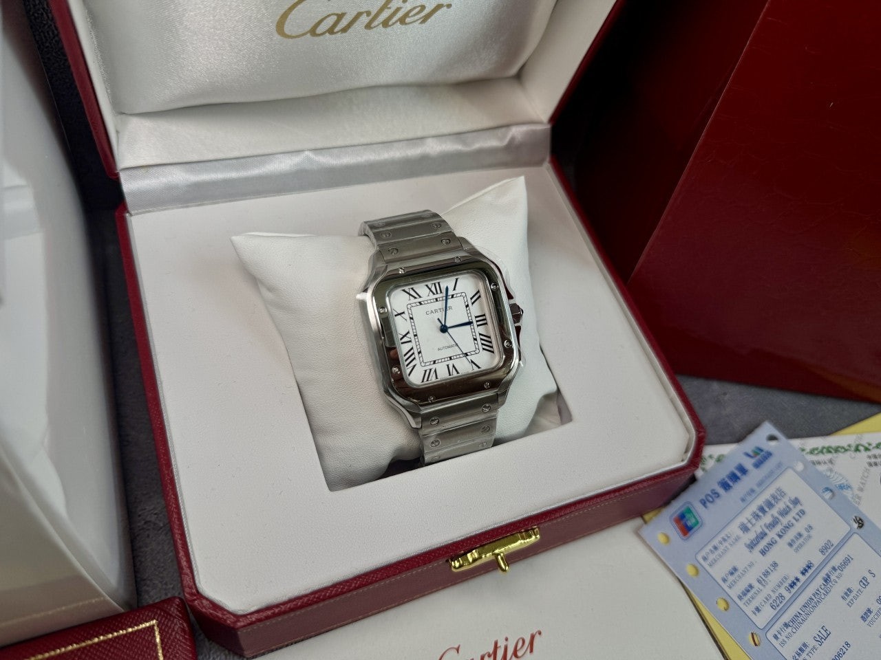 까르띠에 산토스 드 실버 미디움사이즈