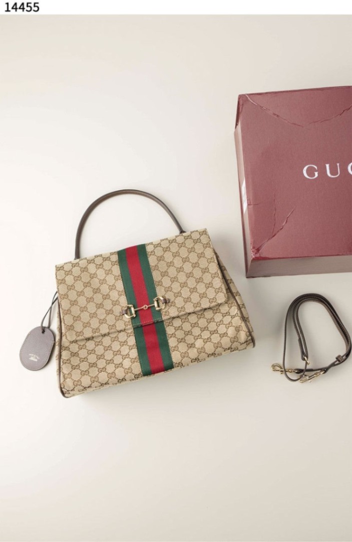 구찌 [GUCCI] 파파라초 미디움 탑 핸들 백 샌드 브라운