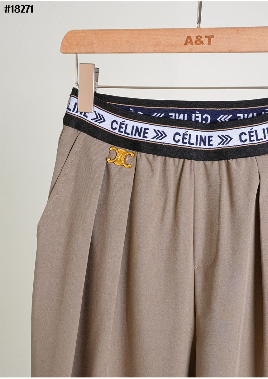 셀린느 트리옹프 핀턱 와이드 밴딩 팬츠 view 6