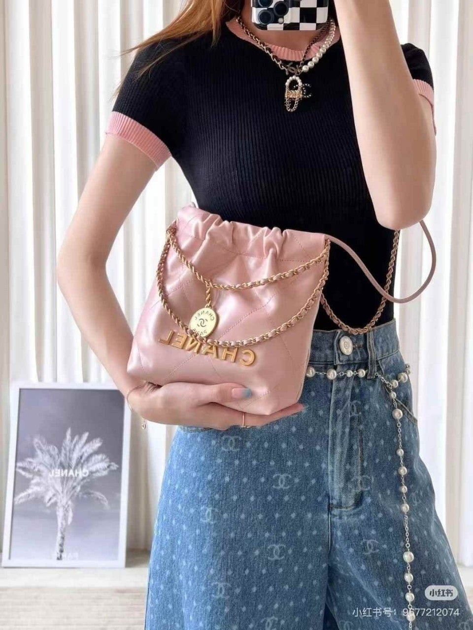 샤넬 22백 미니 핑크