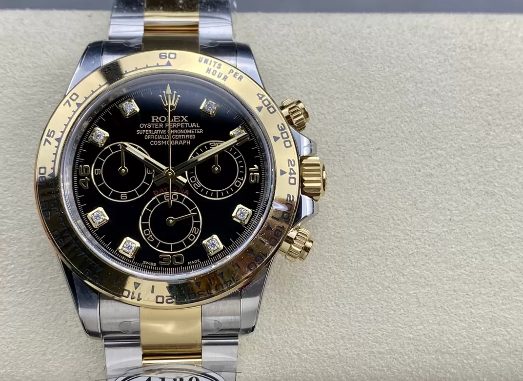 클린공장 롤렉스 데이토나 크로노그래프 블랙 다이얼 8P다이아 YG 콤비 40mm 116503 
