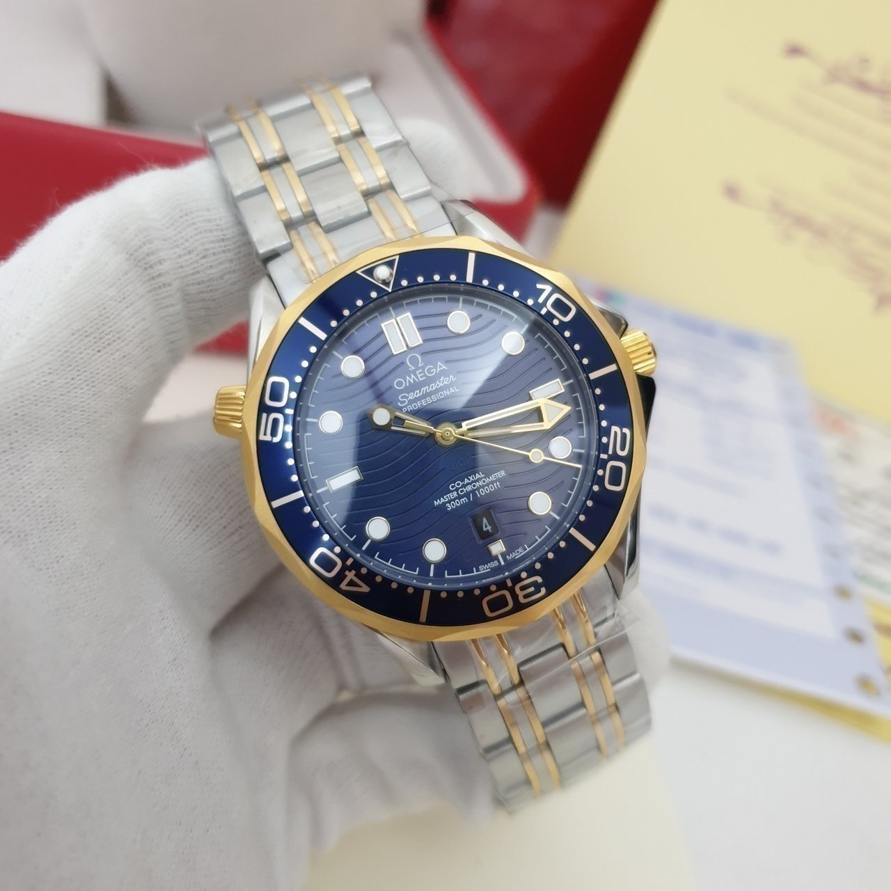 오메가 씨마스터 300 물결 청판 콤비 메탈 