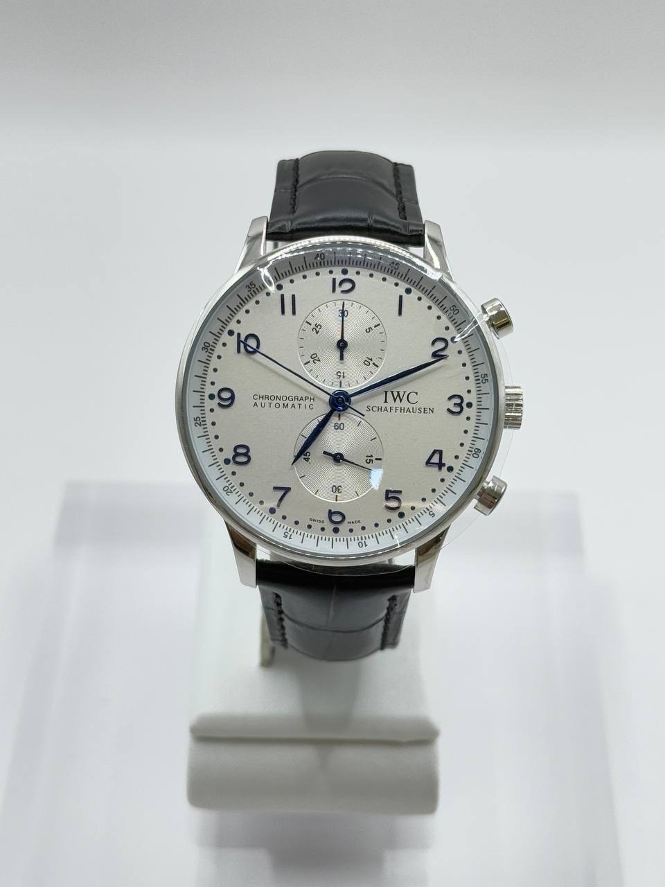 IWC 포르투기스 흰판 블루핸즈 은장 가죽밴드 시계 40미리 [WC03] 