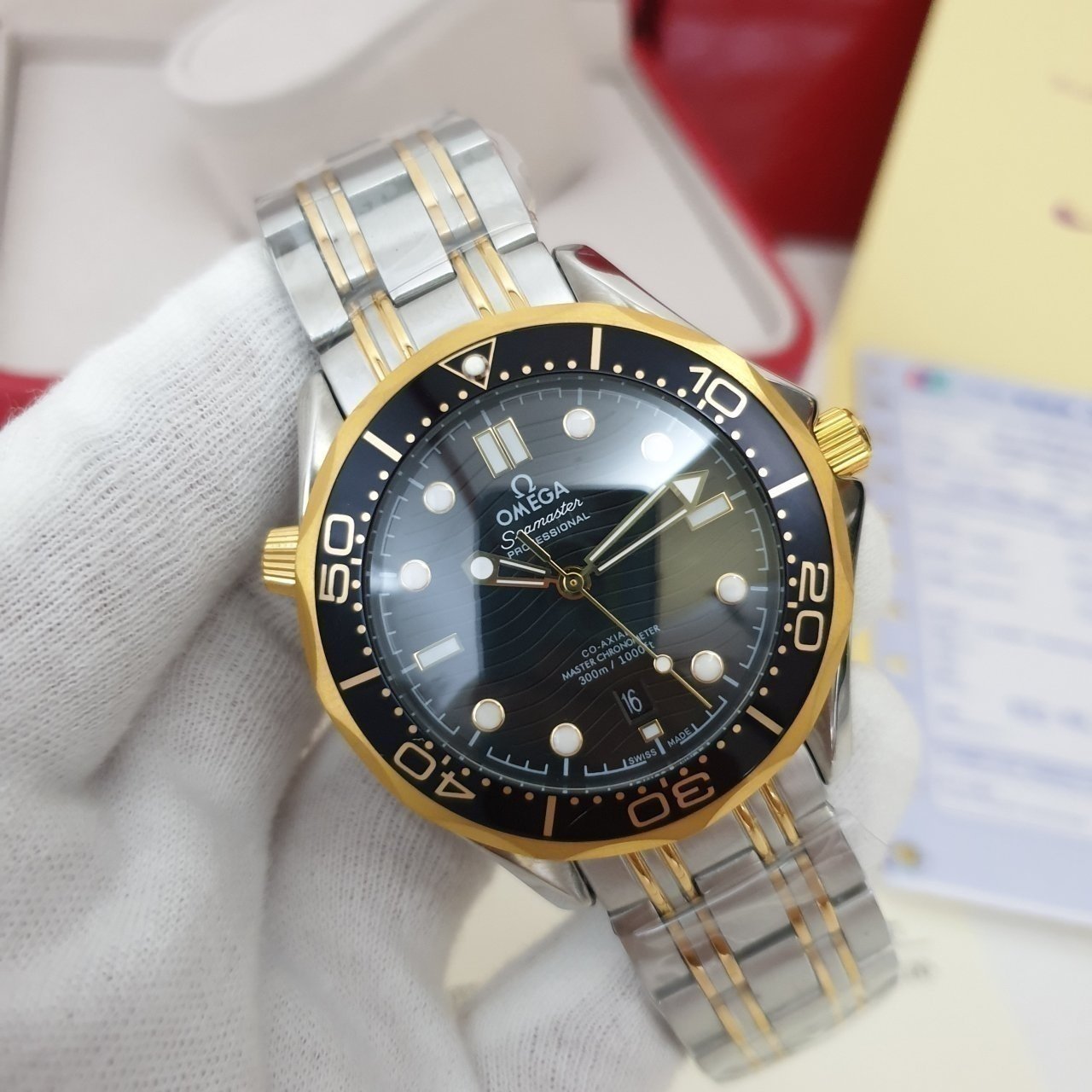 오메가 씨마스터 300 물결 검판 콤비 메탈