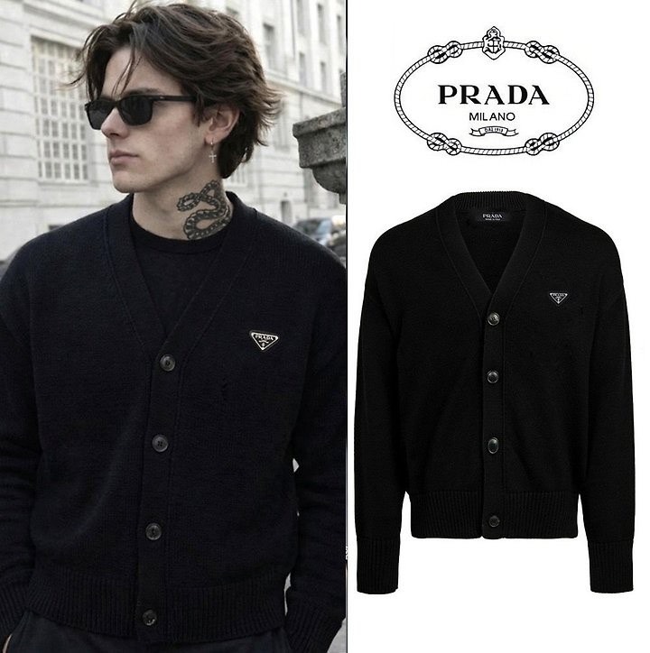 ⚪️  2025 S/S PRADA 트라이앵글 플레이트 커플가디건⚪️