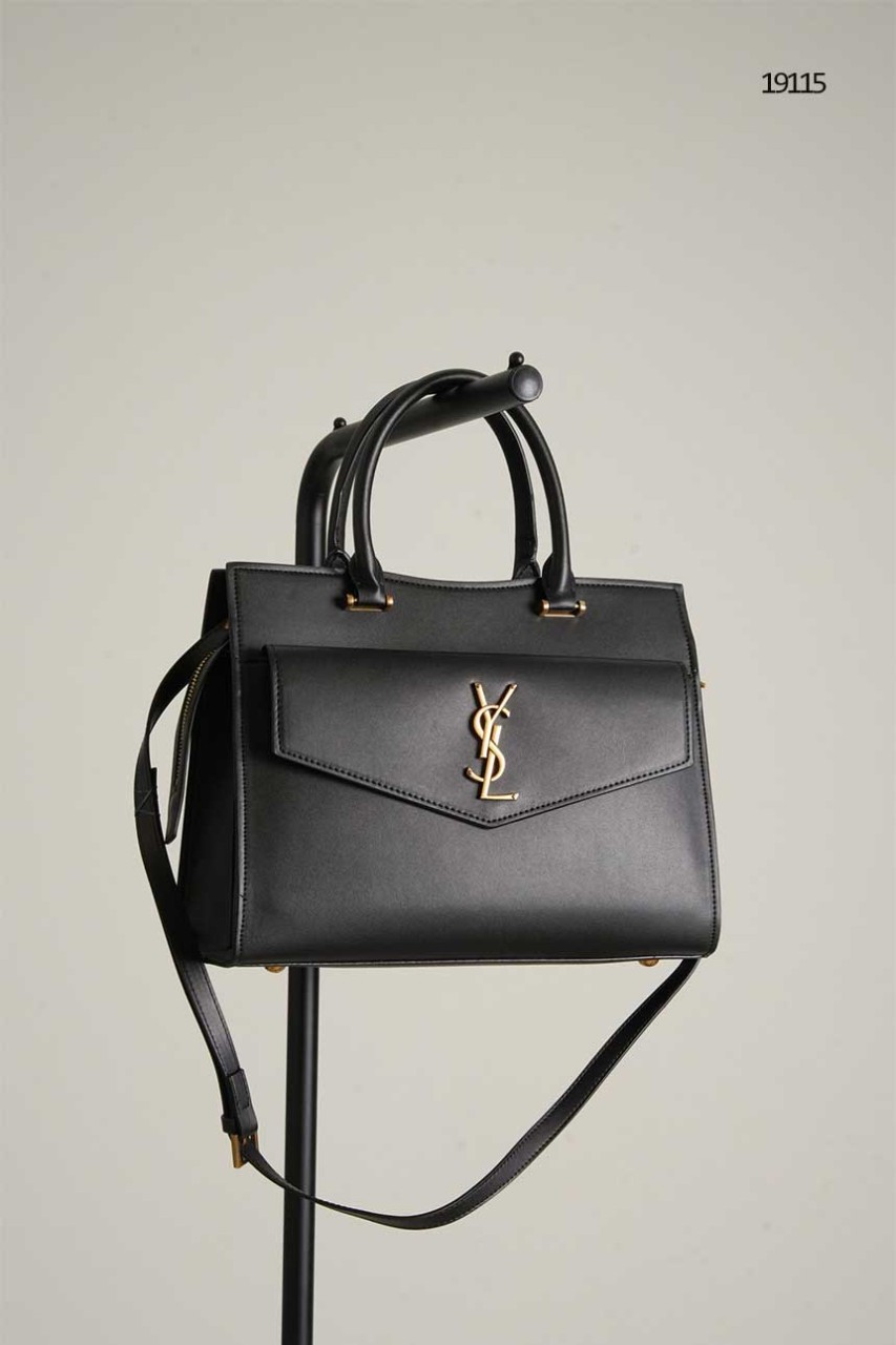 생로랑 업타운 모노그램 미듐 금장 토트백