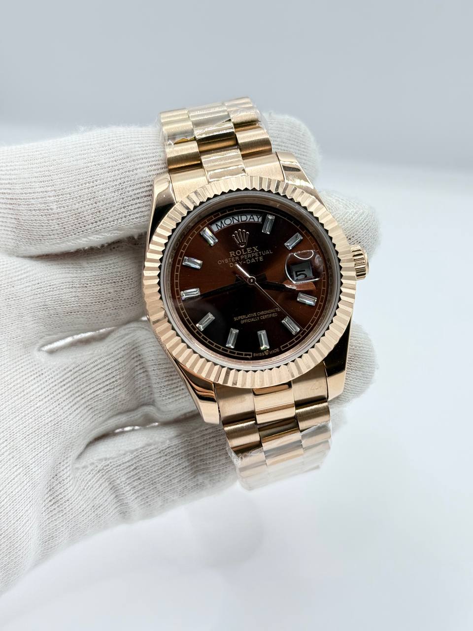 롤렉스 데이데이트 228235 초콜릿 다이아 셋팅 프레지던트 