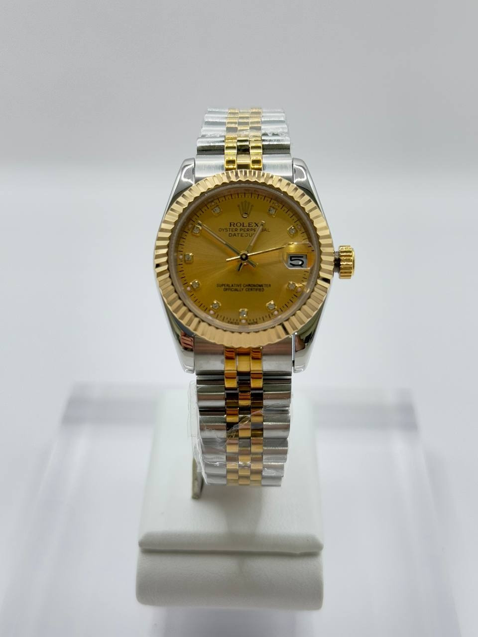 로렉스 데이저스트 텐포인트 로고 골드다이얼 콤비 여성