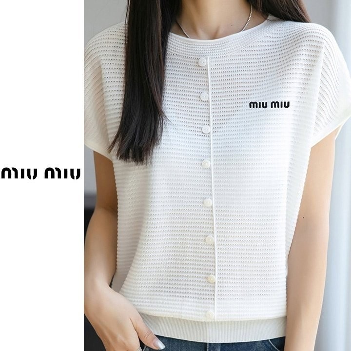 M] 심플 실크 버튼니트