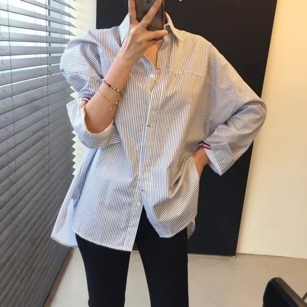 톰브라운 뒷트임 우먼 오버셔츠