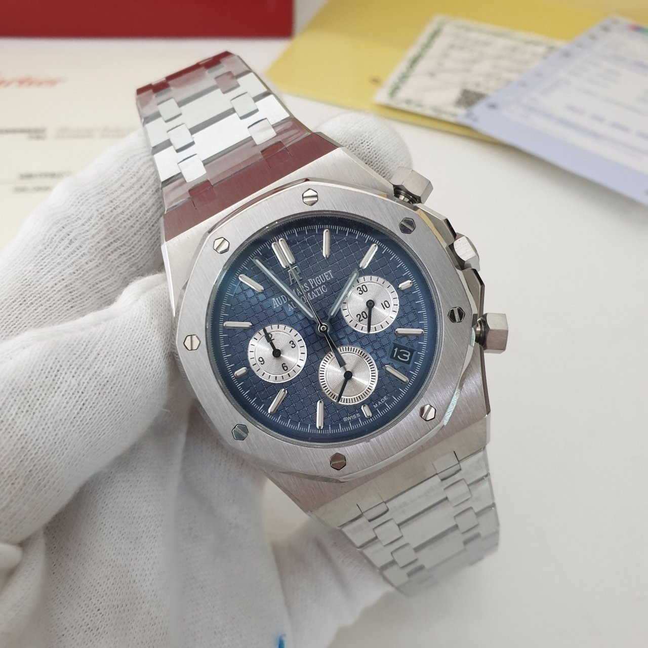 오데마피게 로얄오크 크로노 청판 실버